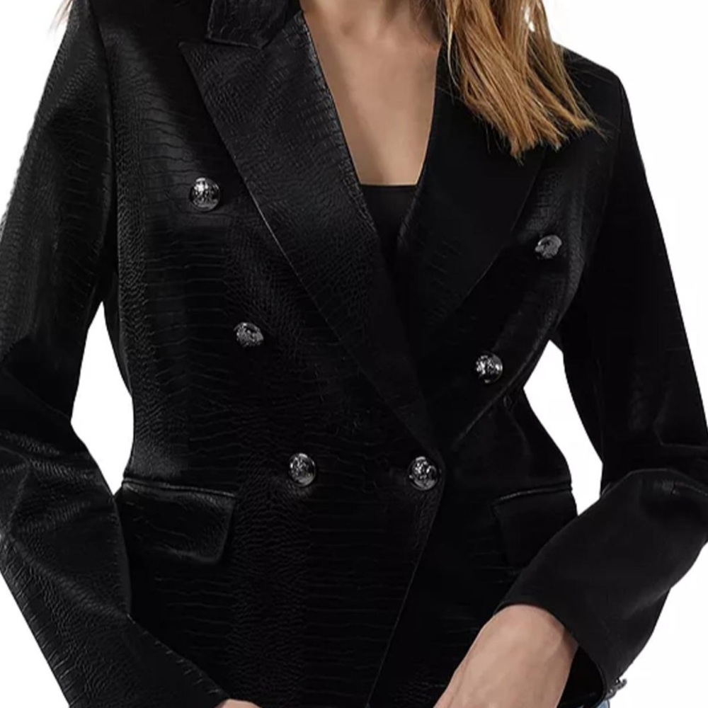 French connection double breasted croc print blazer